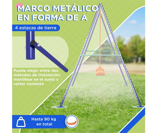Conjunto Baloiços Aço e polipropileno Outsunny Multicor