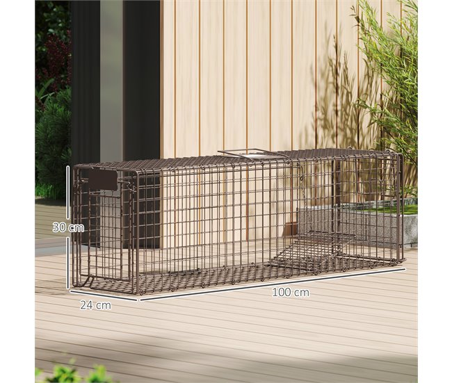 Armadilha para Animais Vivos Aço Outsunny Castanho