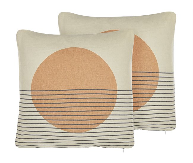 Beliani Almofada decorativa MOONFLOWER Bege