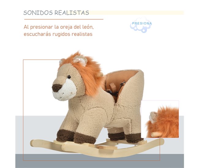 Baloiço para Bebé Madeira de Álamo, Metal e Pelúcia HOMCOM Castanho