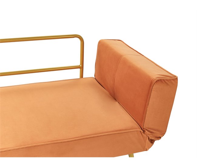 Beliani Sofá-cama Veludo SAARELA Laranja
