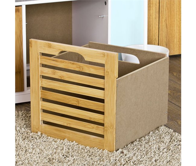 Banco de arrumação com almofadas e 2 cubos FSR23-K-WN SoBuy Natural/ Branco