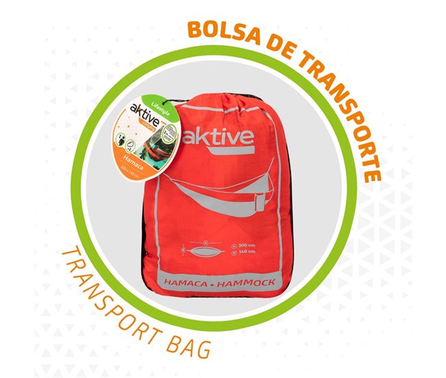 Rede suspensa de acampamento ultraleve com acessórios de montagem Aktive Vermelho