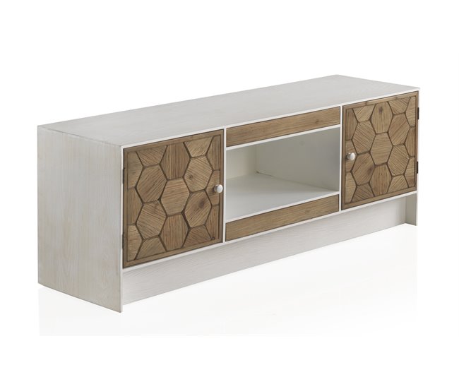 Mesa de televisão Balu de madeira de freixo Branco