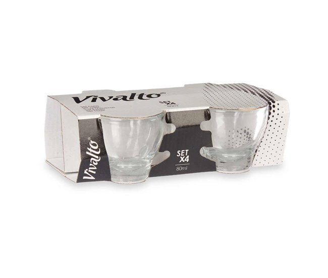 Conjunto de 4 xícaras de café com alça coleção VIVALTO Transparente