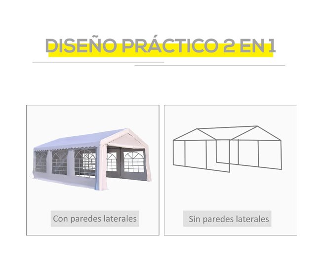 Pérgola de Jardim Aço, PE Outsunny 600x400 Branco