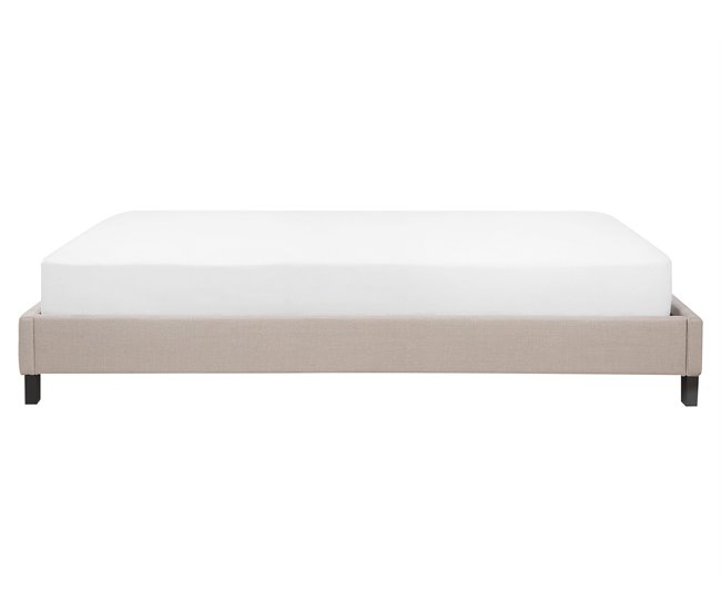 Beliani Cama com estrado Poliéster ROANNE 169x211 Bege