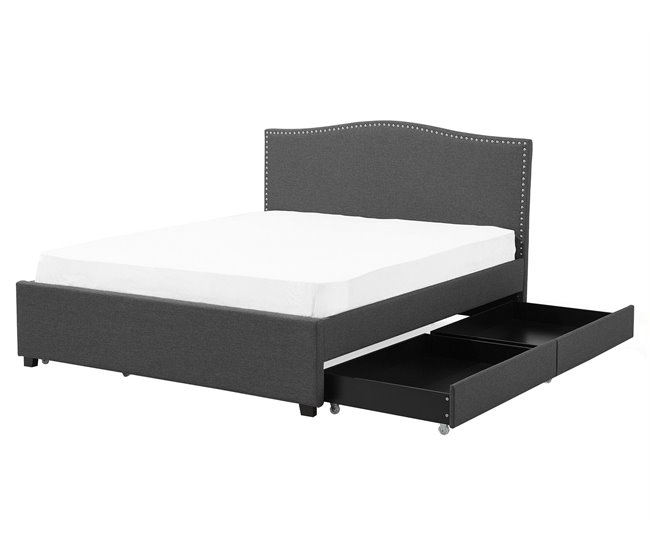 Beliani Cama com estrado Poliéster MONTPELLIER 167x213 Cinza Escuro