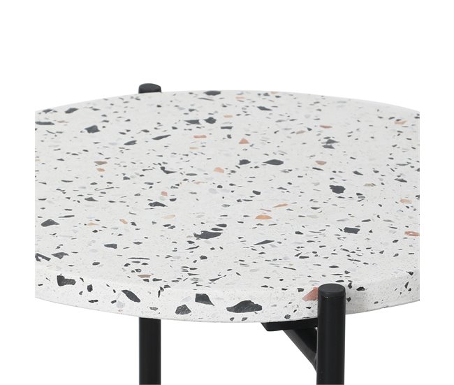 Mesa de apoio redonda Yala, terrazzo Branco Branco