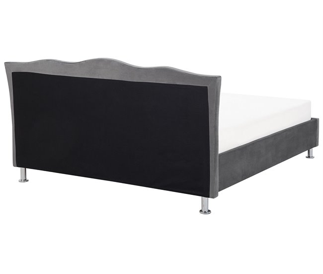 Beliani Cama com armazenamento Veludo METZ 189x215 Cinza Escuro