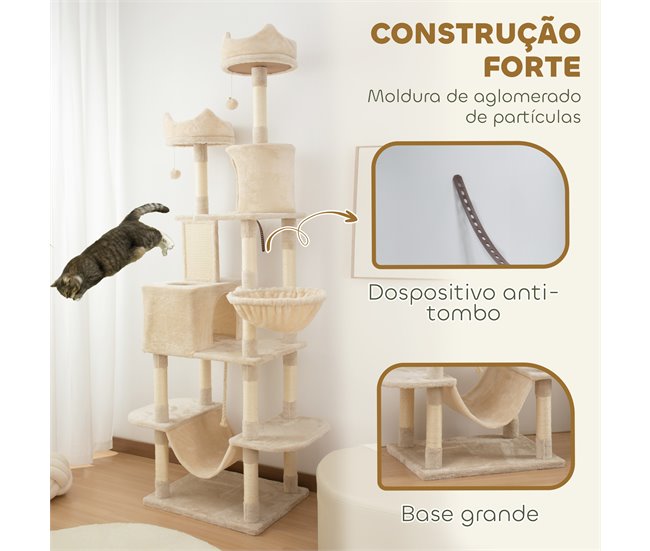 Arranhador para Gatos Aglomerado e Sisal PawHut Bege