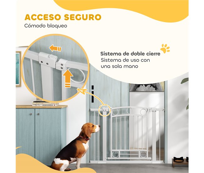 Barreira de Segurança Cães Aço e PA PawHut Branco