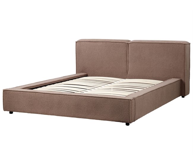 Beliani Cama com estrado Bouclé LINARDS 210x242 Branco