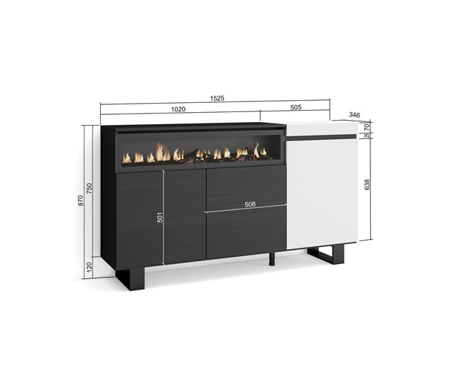 Aparadores para sala 150 Branco/ Preto