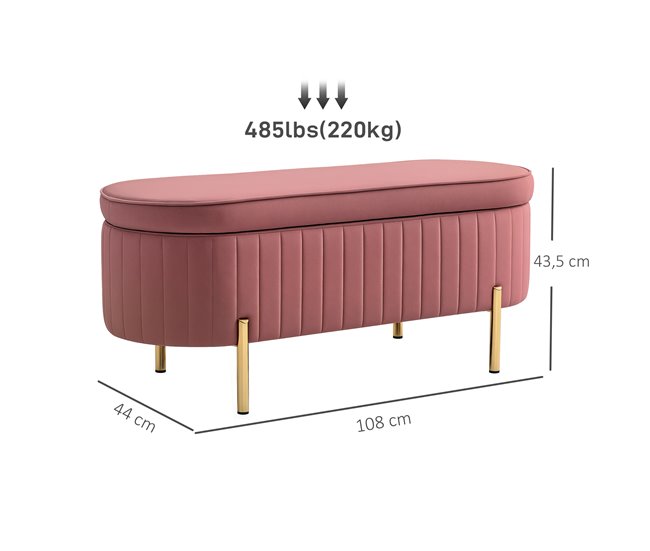 Banco Pé de Cama Poliéster HOMCOM, casa - quarto Rosa