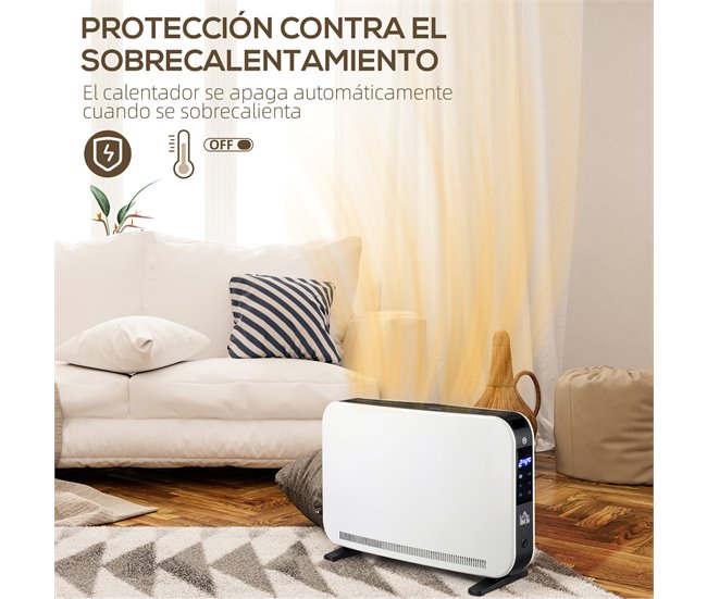 Aquecedor Elétrico Aço, Plástico HOMCOM Branco