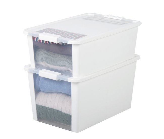 Curver Caixa de arrumação com tampa Bi-Box 26L Branco