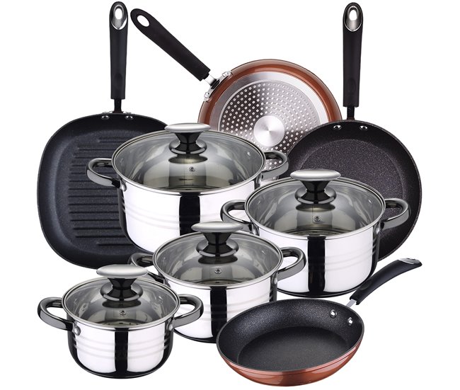 8 peças Bateria de cozinha com jogo de remendo Multicor