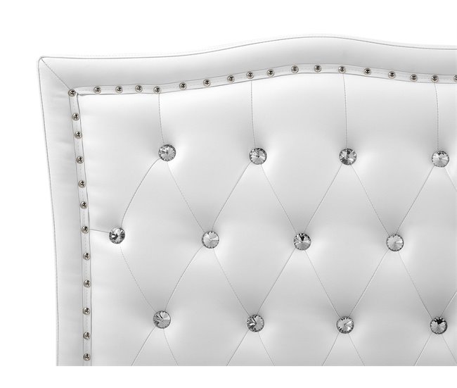 Beliani Cama com armazenamento Pele sintética METZ 189x215 Branco