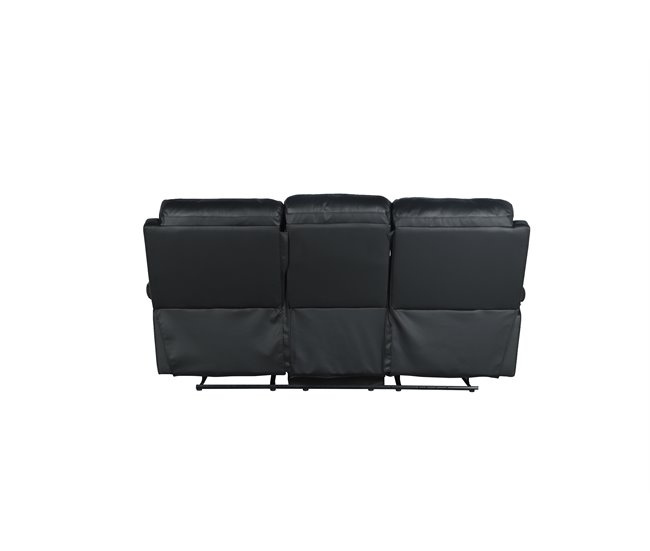 Sofá THEA 3 lugares relax elétrico pele Preto