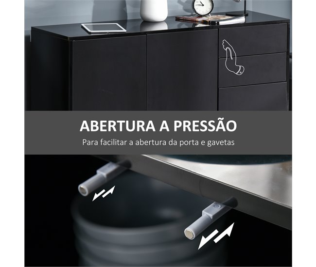 Aparador Melamina de Madeira HOMCOM Preto