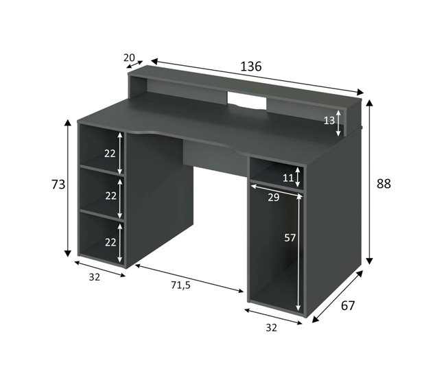 Mesa com efeito de madeira Preto