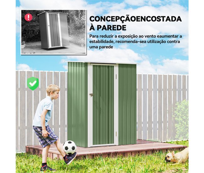 Abrigo de Armazenamento Aço e PP Outsunny Verde