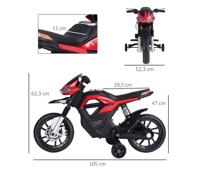 Mota Elétrica para Crianças PP e Metal HOMCOM Vermelho
