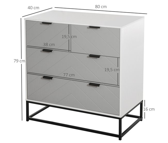 Armário de Armazenamento Placa de partícula E1, Metal HOMCOM 80 Multicor