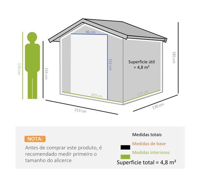 Abrigo de Jardim Aço Galvanizado e PP Outsunny Cinza