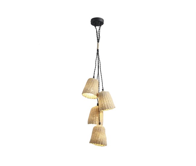 Suspensão NAIM 4 luzes E14 marca ALEMAR Preto/ Creme