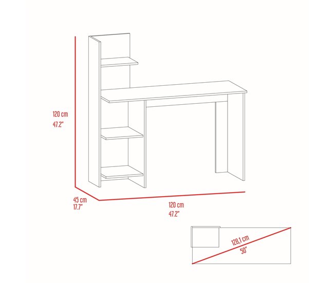 Mesa de escrita Vilna 120, com estante Multicor