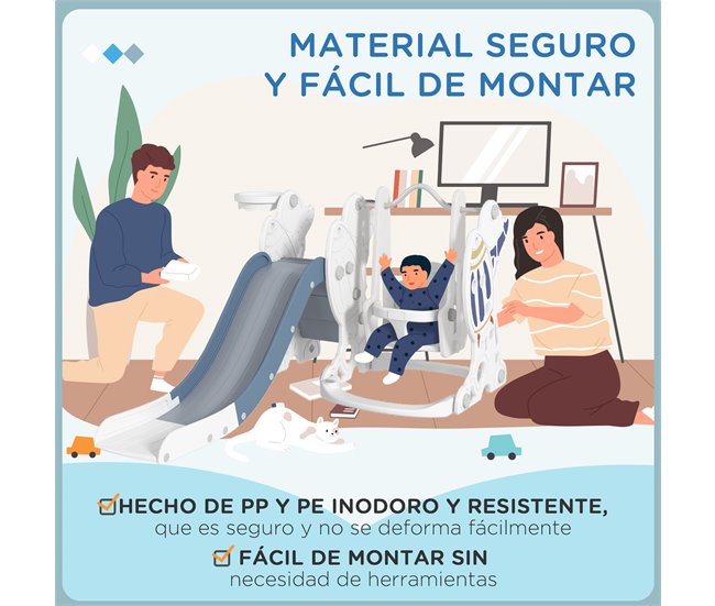 Conjunto de Escorrega e Baloiço PE, PP AIYAPLAY Azul