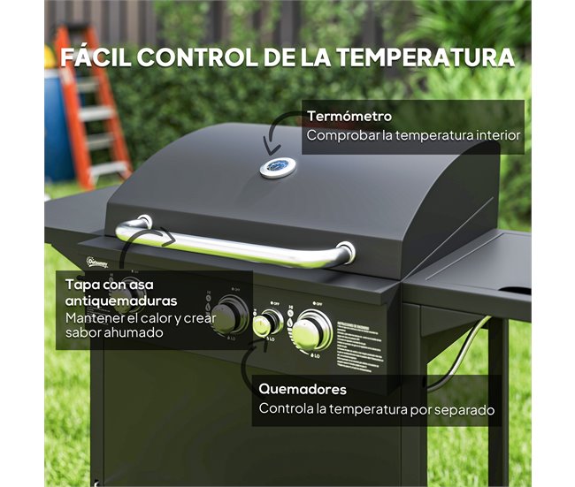 Barbecue a Gás Aço e ABS Outsunny Preto