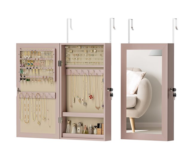 Armário para Joias de Parede MDF HOMCOM, casa - decoração Cru