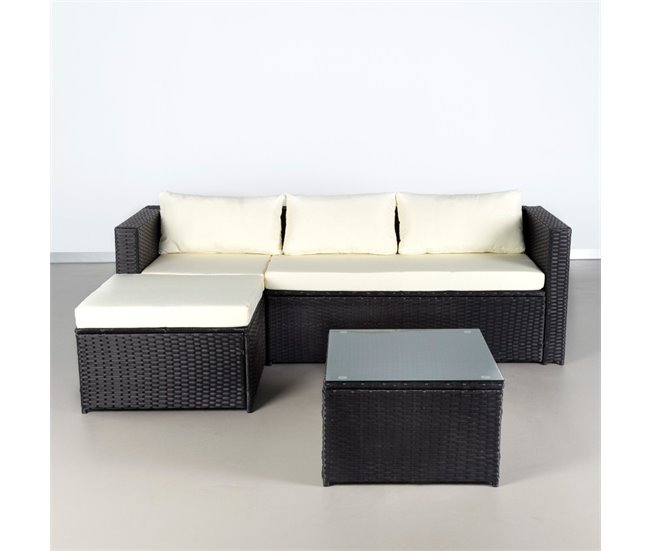Conjunto de móveis de terraço e jardim vime c/sofá modular e mesa Aktive Antracite