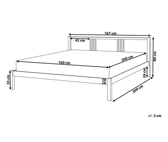 Beliani Cama Madera de pino VANNES 167x209 Branco