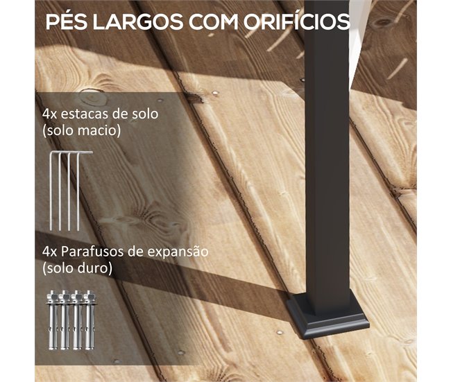 Pérgola de Parede Aço e Poliéster Outsunny 297x297 Cru