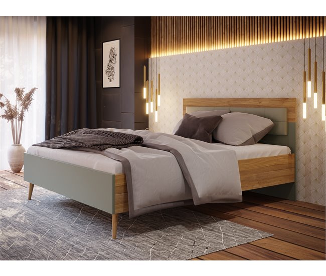 Cama  LYON de cor carvalho Carvalho