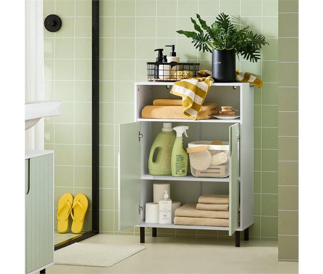 Armário de casa de banho de chão com 2 portas BZR138-GR SoBuy Verde