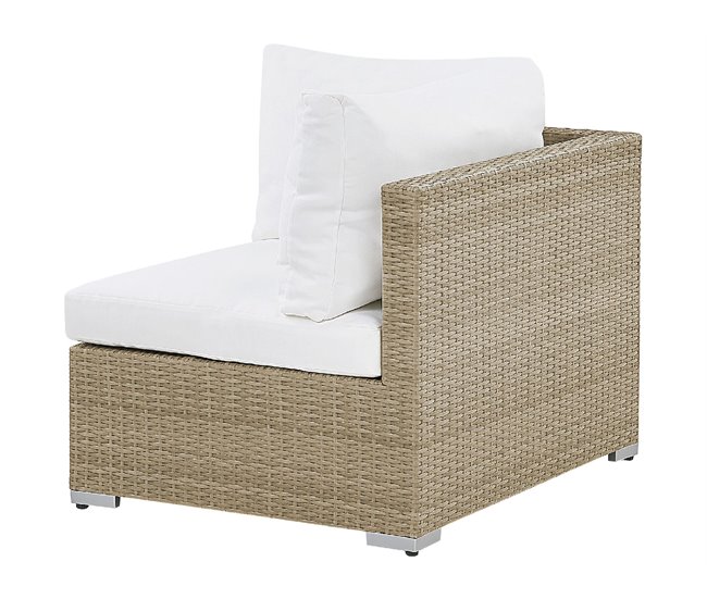 Beliani Conjunto lounge Ratan sintético NOTO Branco/ Bege