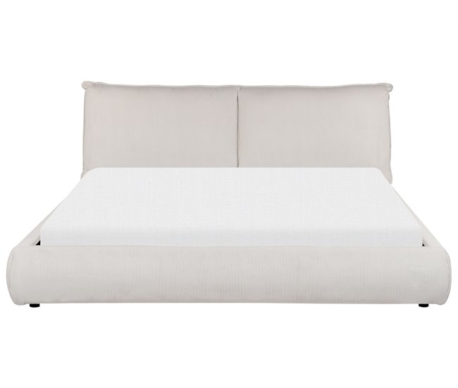 Beliani Cama com estrado Bombazine VINAY 196x233 Bege