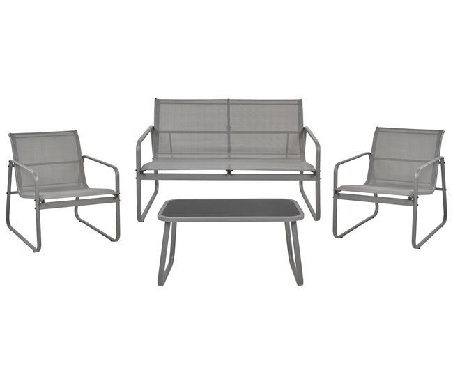 Beliani Conjunto lounge Aço BARREA Cinza