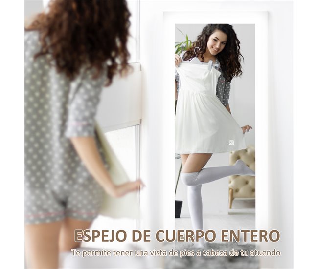 Espelho de Pé Vidro temperado e MDF HOMCOM, casa - decoração Branco