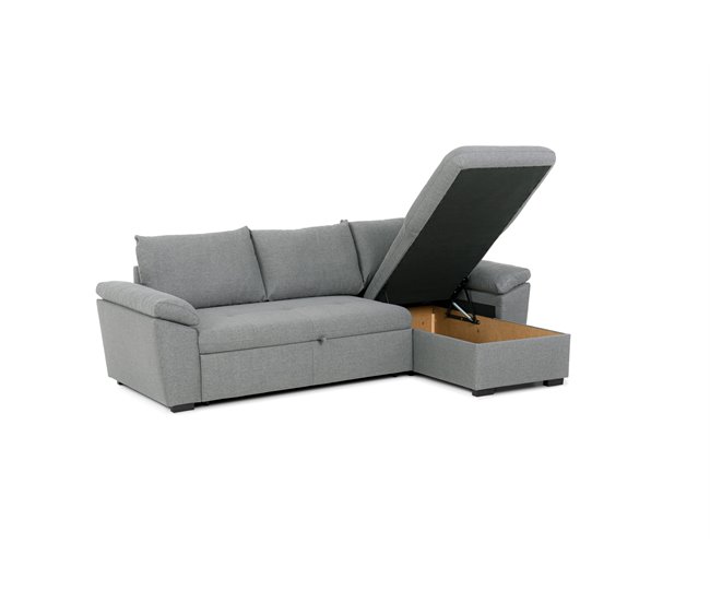 Chaise longue com cama ANTON reversível 3 lugares cinza Cinza