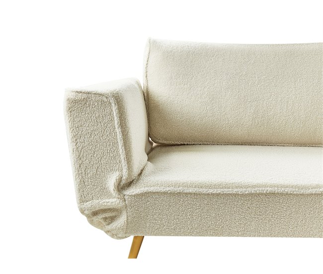 Beliani Sofá-cama Bouclé SAARELA Creme