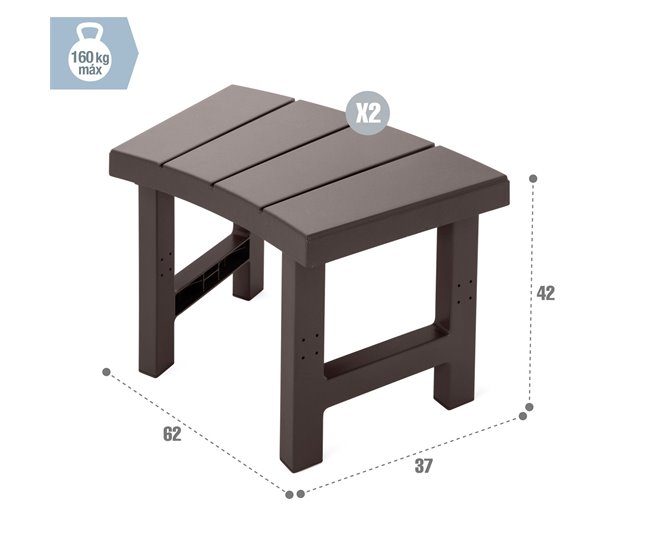 INTEX Pacote de 2 bancos médios para spa circular para 4 pessoas Castanho