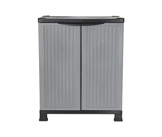 Armário Exterior Baixo em Resina com 1 Prateleira Thinia Home 68 Cinza