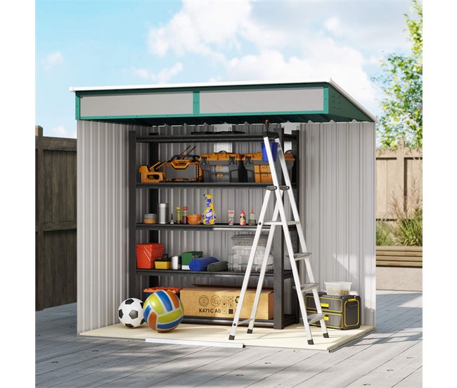 Abrigo de Jardim Aço Galvanizado Outsunny Verde