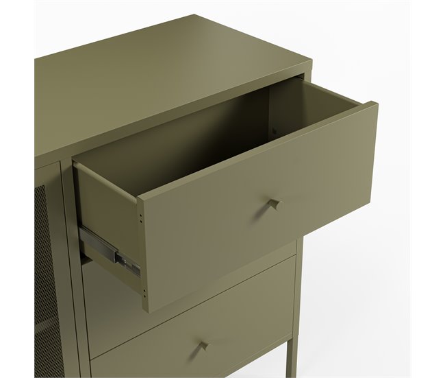 Aparador FAYNA com 2 portas 3 gavetas cor verde Verde